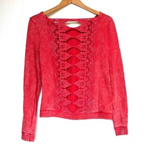 FRESHWEAR crochet lace back red Sweatshirt